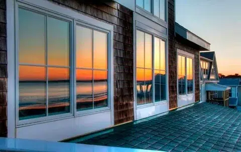 Direct afternoon sun exposure on a residential home window frame